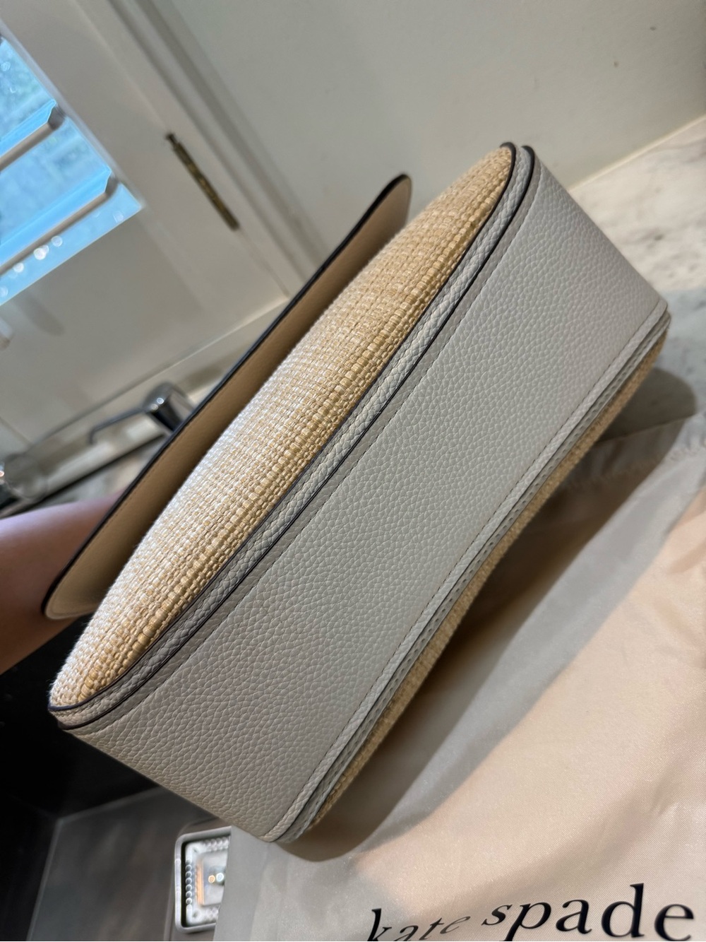 Kate Spade HUDSON Natural Straw and White Leather Shoulder & Cross Body Bag - Picture 9 of 14